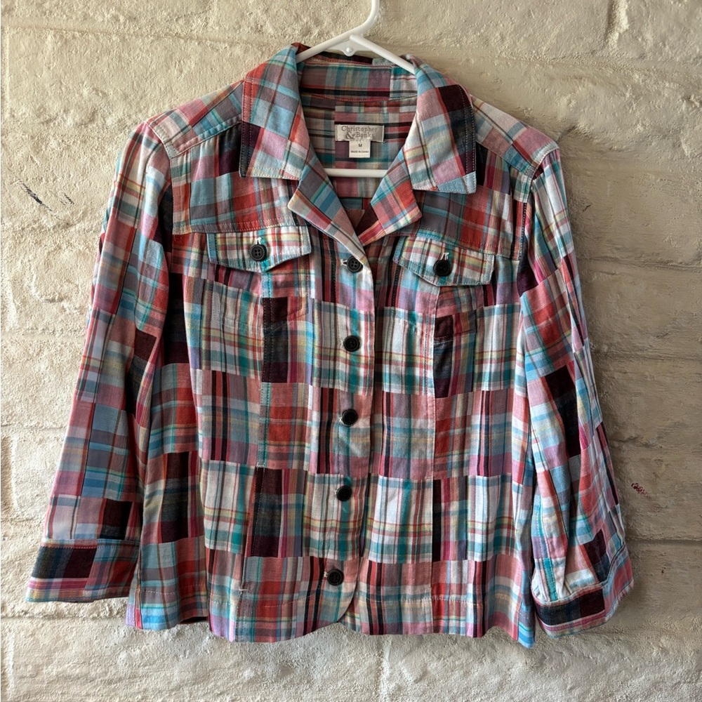 Christopher & Banks Plaid Patchwork Jacket-Medium - image 1